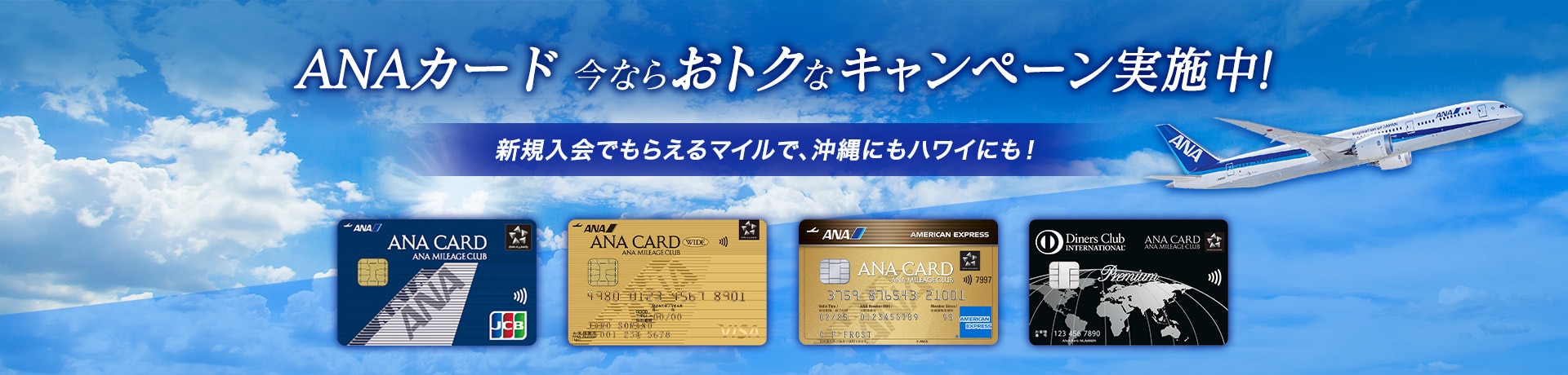 ANAカード 今ならおトクなキャンペーン実施中！新規入会でもらえるマイルで、沖縄にもハワイにも！