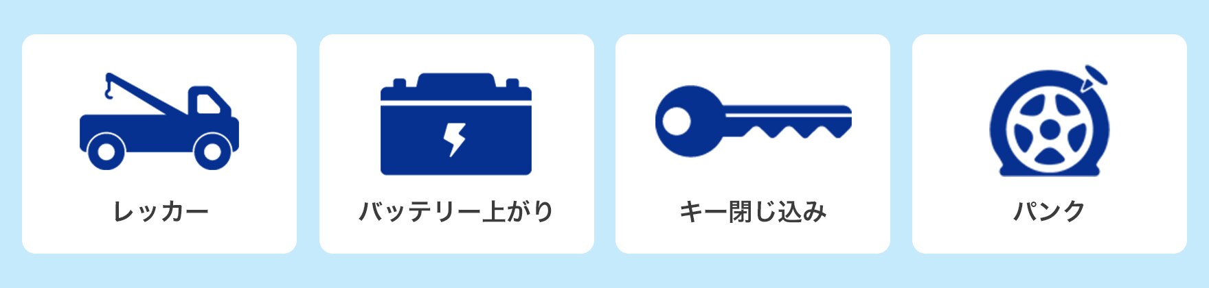 レッカー　バッテリー上がり　キー閉じ込み　パンク