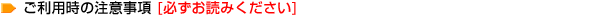 ご利用時の注意事項[必ずお読みください]