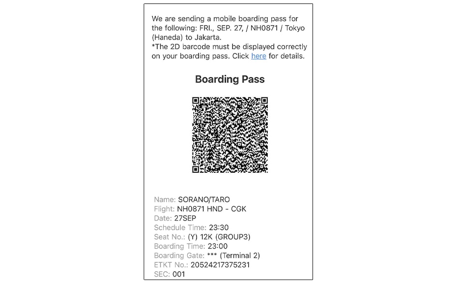 Mobile boarding pass