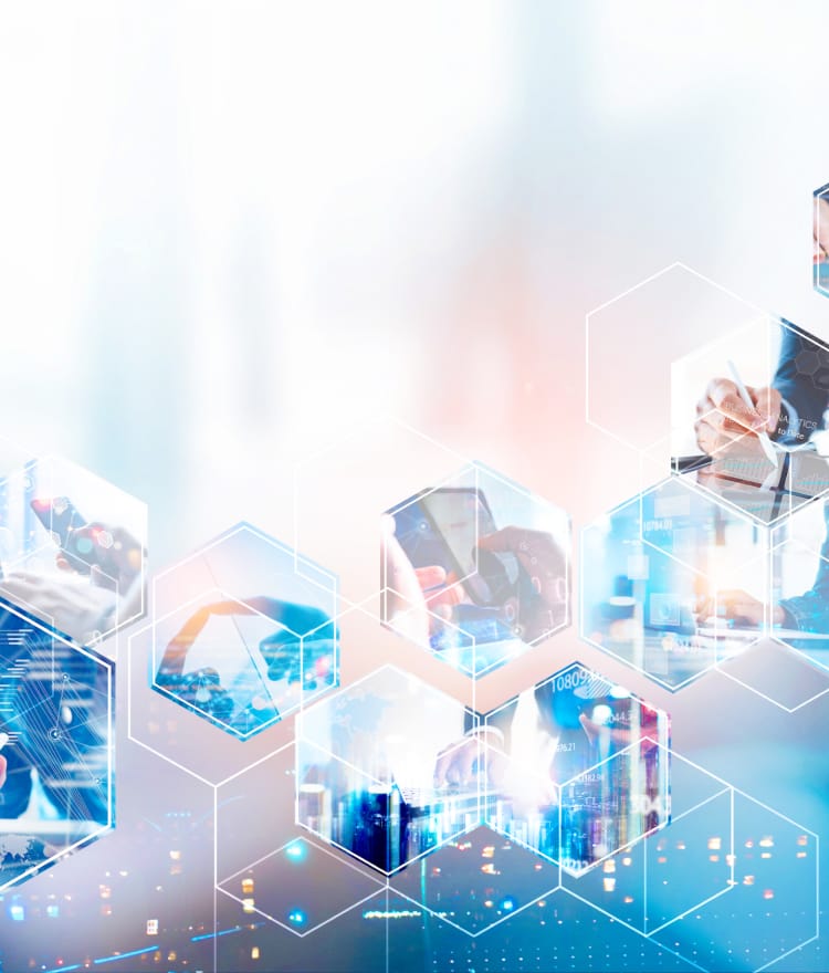 キラキラした背景に様々なビジネスシーン