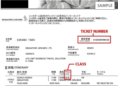 The information that must be entered TICKET NUMBER, CLASS.(SG)