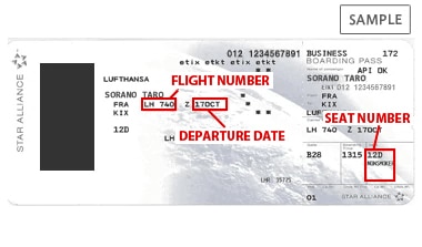 The information that must be entered FLIGHT NUMBER, DEPARTURE DATE, SEAT NUMBER.(LH)