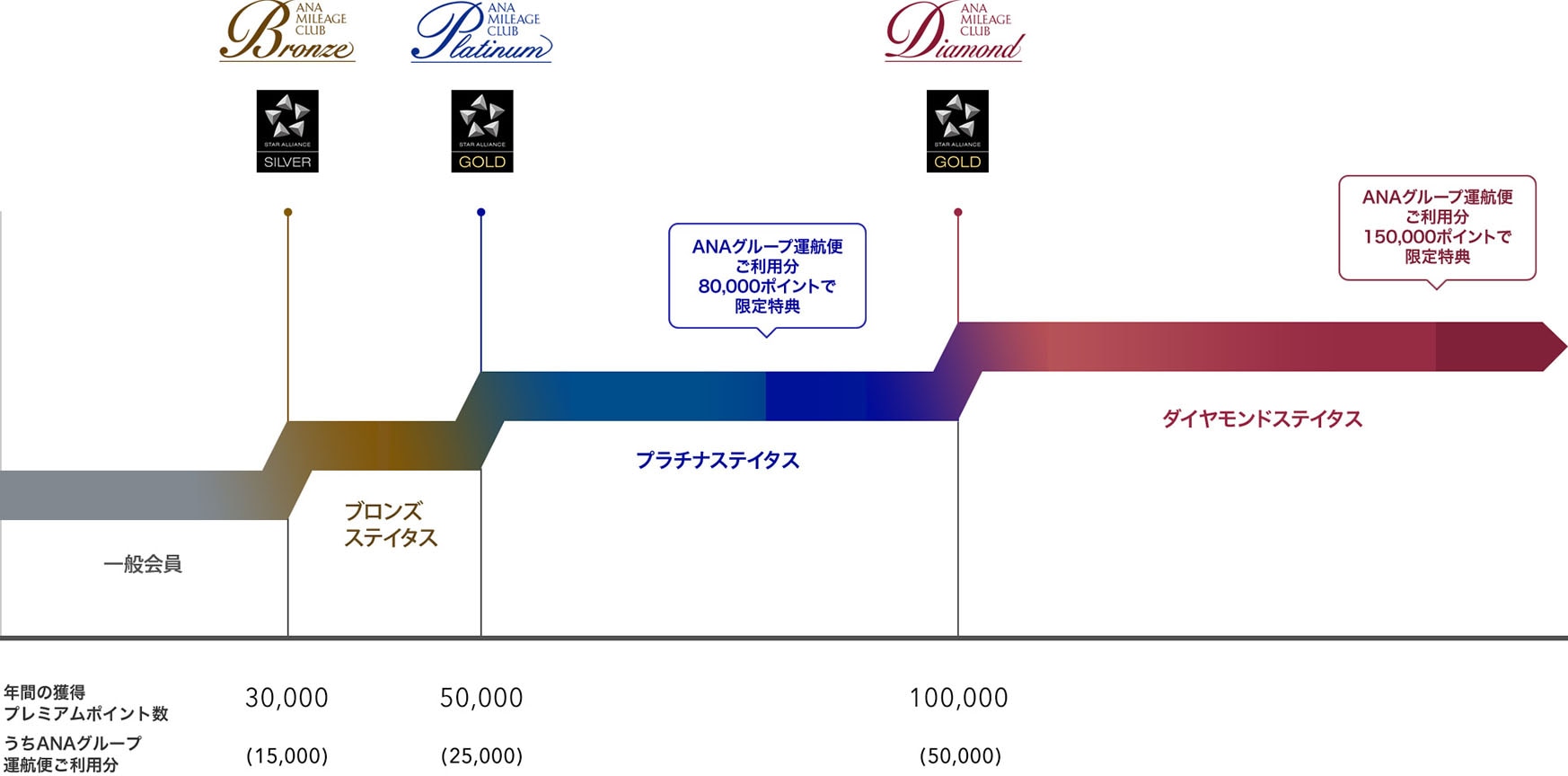 プレミアムメンバークラスに必要なポイントを説明したグラフ