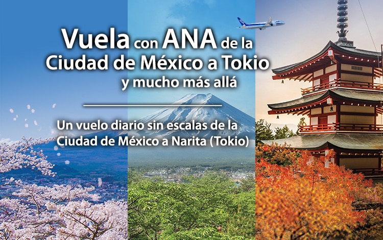 Vuela con ANA de la Ciudad de México a Tokio y mucho más allá   ~Un vuelo diario sin escalas de la Ciudad de México a Narita (Tokio)~