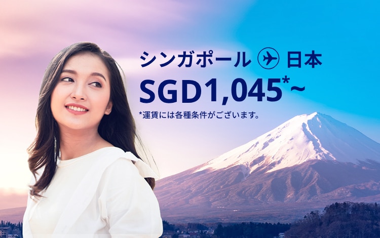 シンガポール - 日本 SGD 1045～ 運賃には各種条件がございます。
