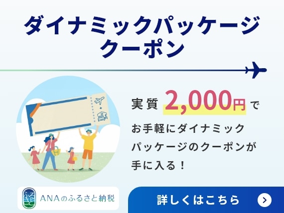 ダイナミックパッケージクーポン 実質2,000円で お手軽にダイナミックパッケージのクーポンが手に入る！ANAのふるさと納税