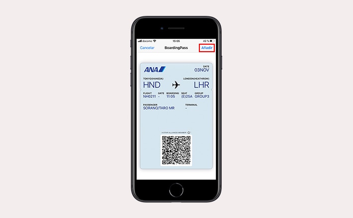 Boleto ANA dentro de Apple Wallet