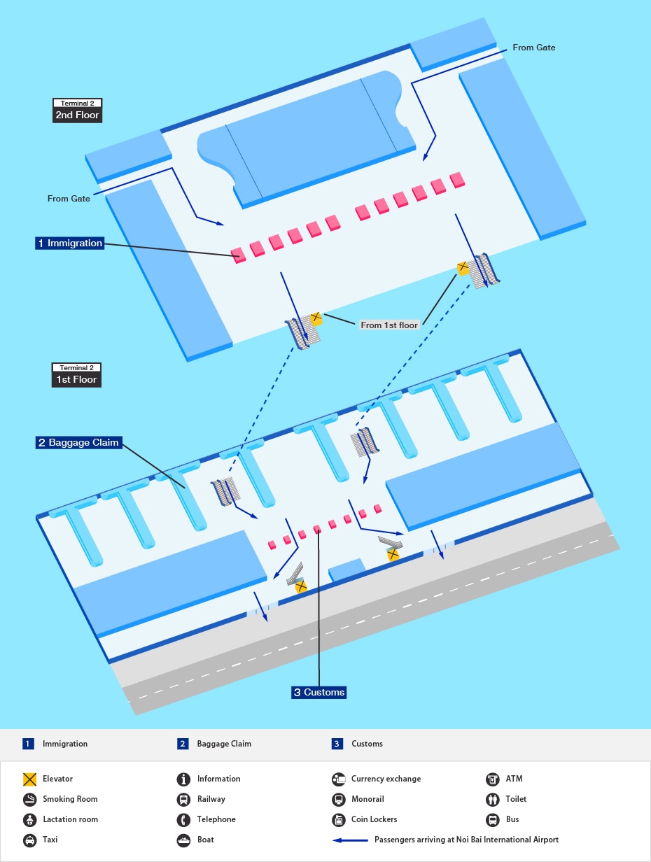 ハノイ空港の到着ターミナルマップ