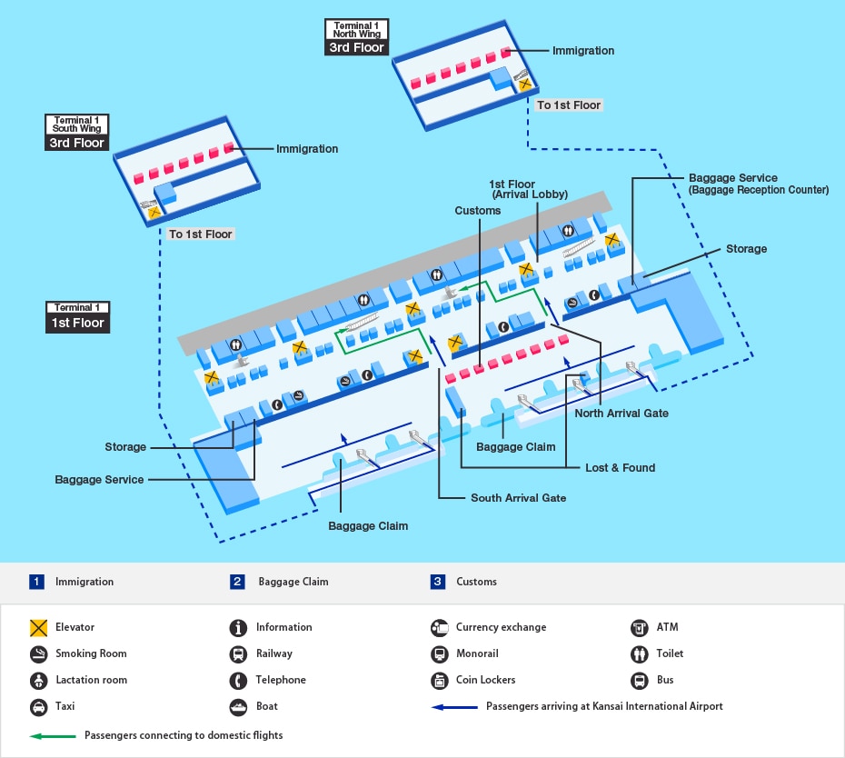 Arrival map of Kansai airport