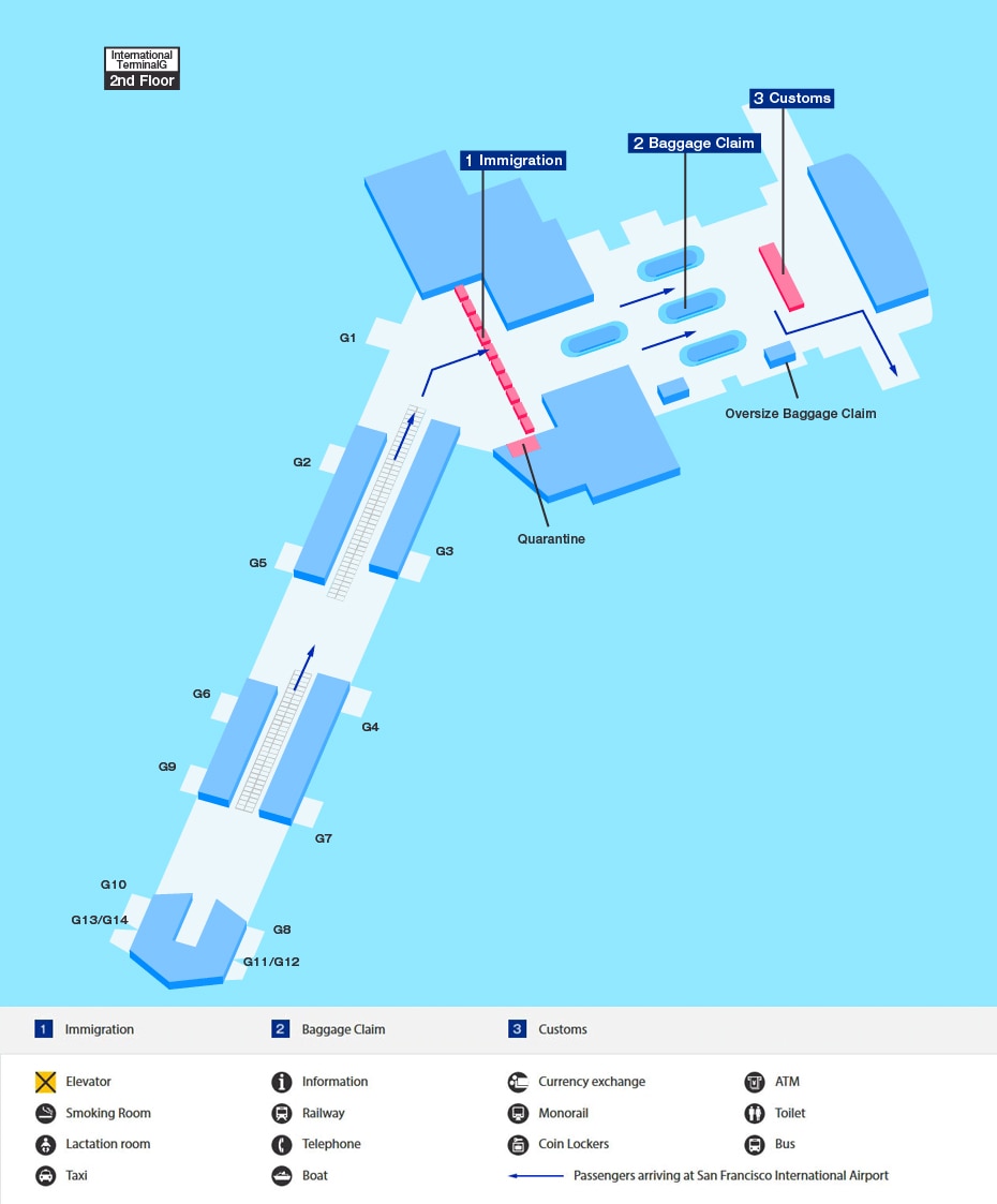 サンフランシスコ空港 到着ターミナルマップ