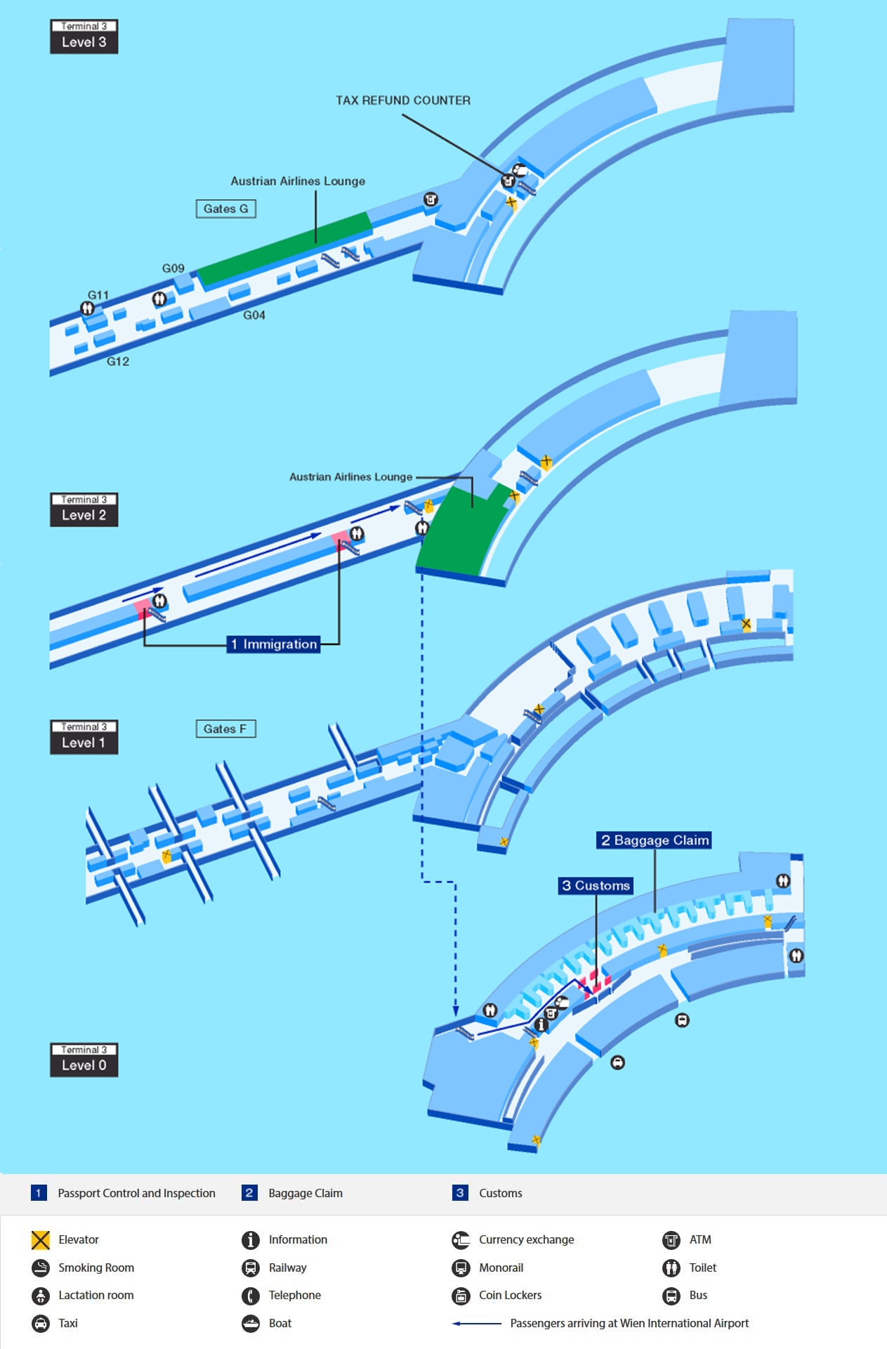 ウィーン空港の到着マップ