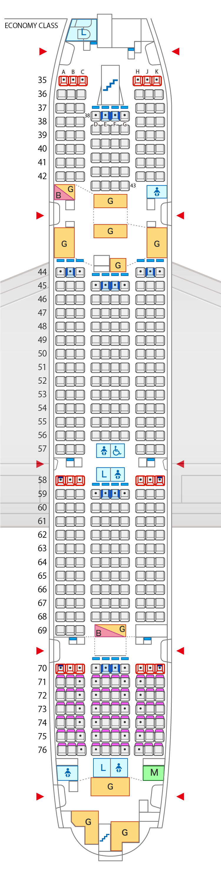 Main Deck Seat Map of Airbus A380-800