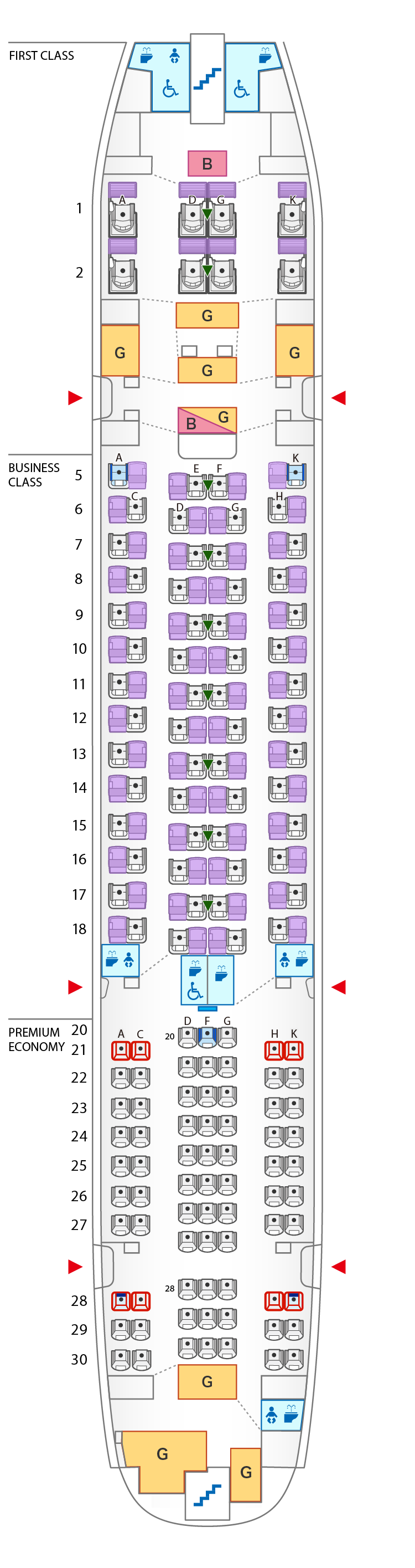 Upper Deck Seat Map of Airbus A380-800