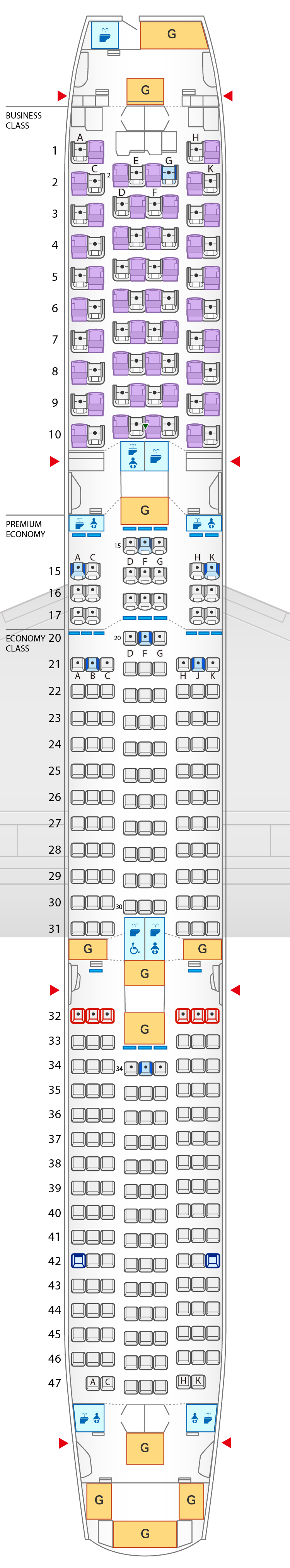 Seat Map of Boeing 787-10