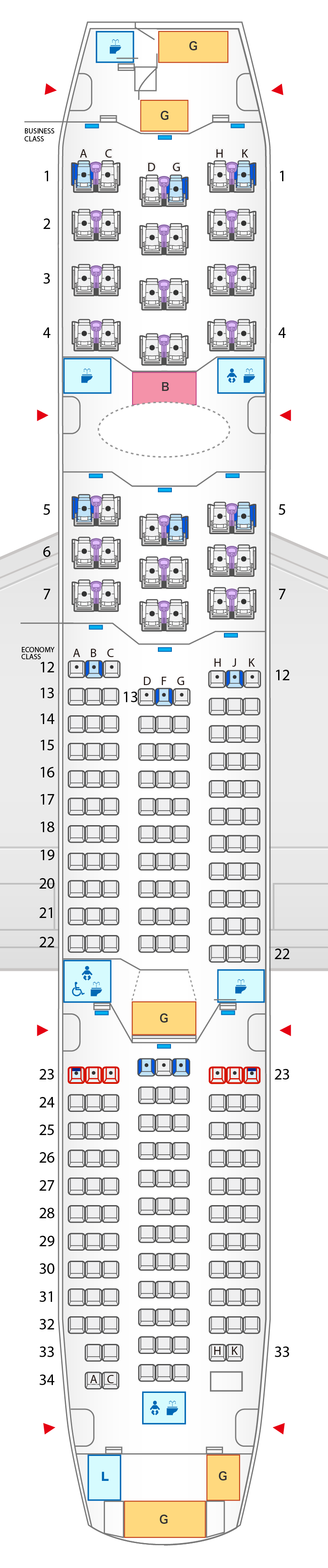 Seat Map of Boeing 787-8 (240 seats)