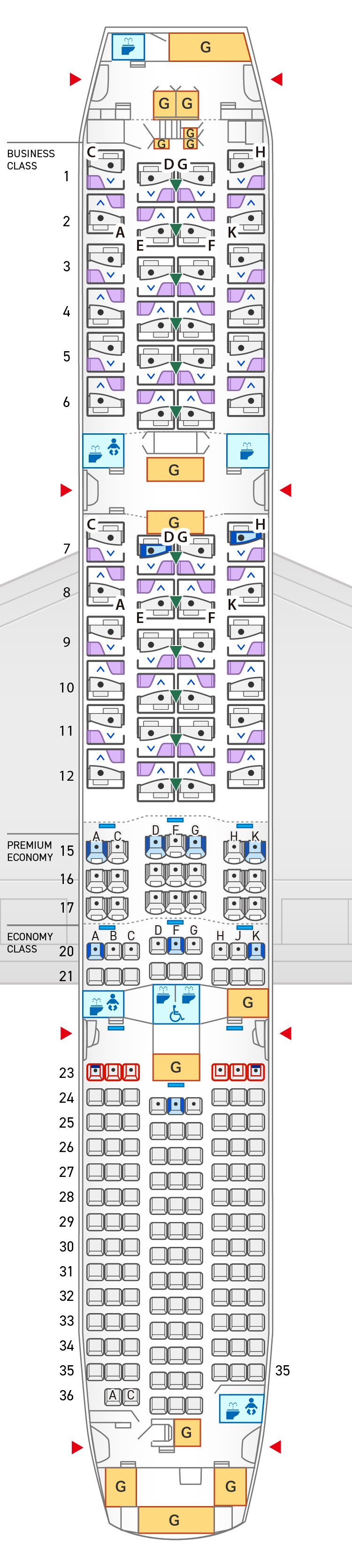 Seat Map of Boeing 787-9 (206 Seats)