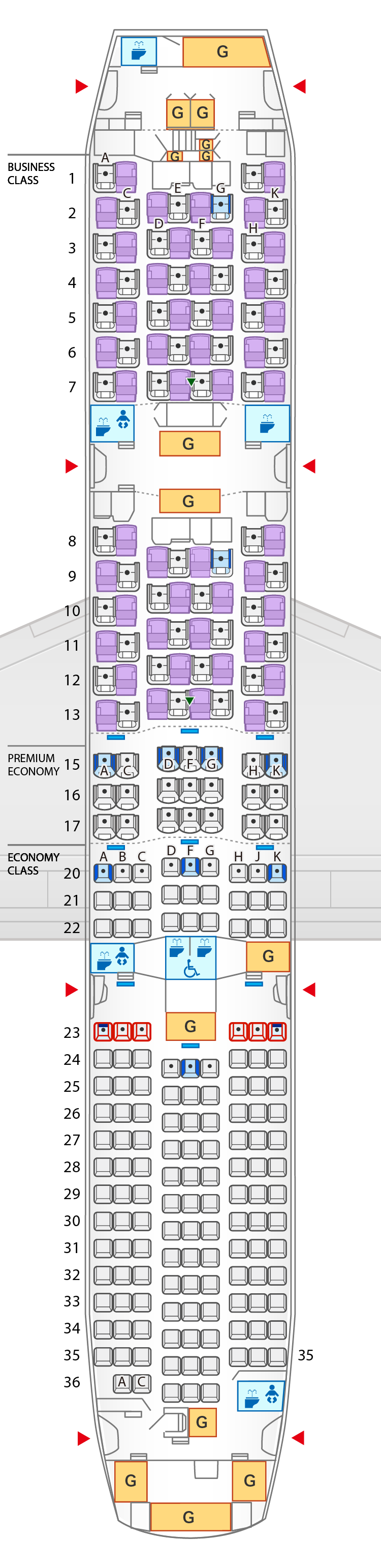 Seat Map of Boeing 787-9 (215 Seats)