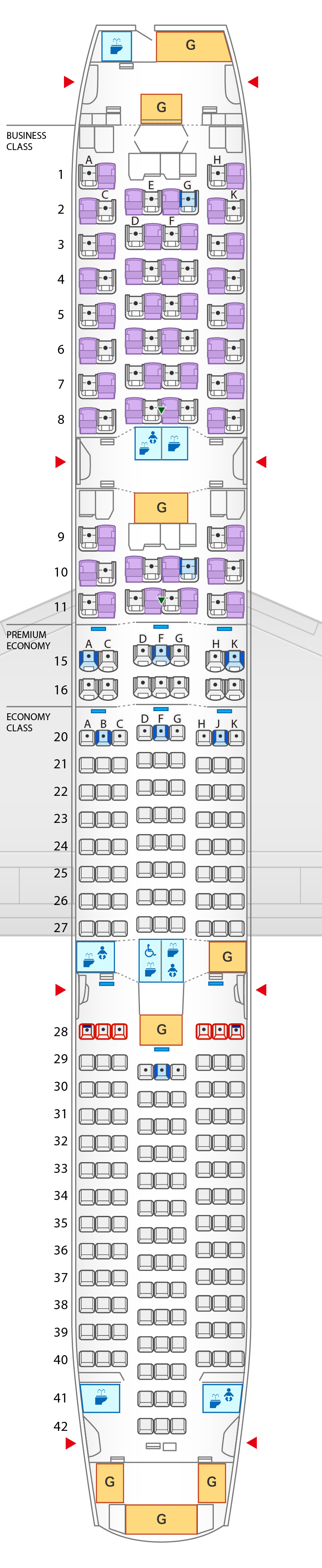 Seat Map of Boeing 787-9 (246 Seats)